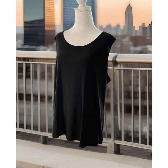 Drapers & Damons Womens Plus Size 3X Sleeveless Pullover Blouse Black NWT - Picture 2 of 5